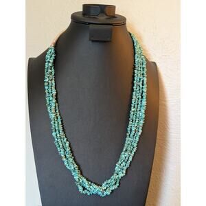 Five Strand Turquoise Small Turquoise Chip Southwest Western Necklace